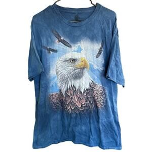 The Mountain Bald Eagle T-Shirt XL Blue Tie Dye USA Birds Nature Graphic Tee